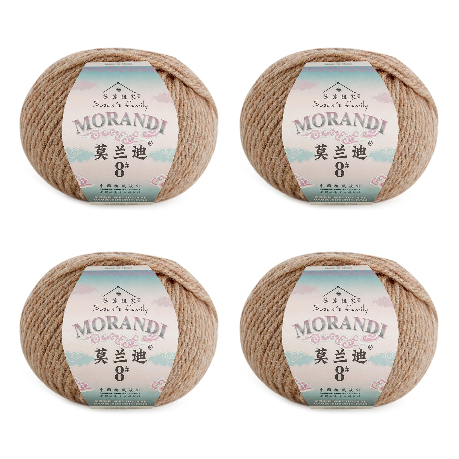 Amazon.com: Susan's Family Molandi #8 100Merino Wool Yarn, 4x50g